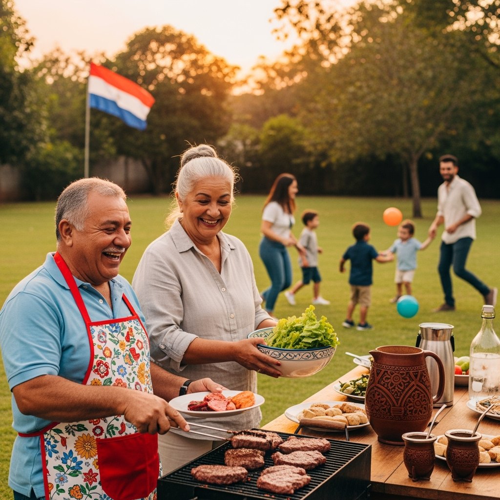 Abuelo sonriendo mientras juega al fútbol con su familia